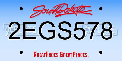 2EGS578 South Dakota License Plate