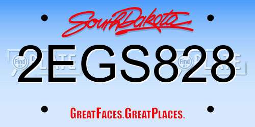 2EGS828 South Dakota License Plate