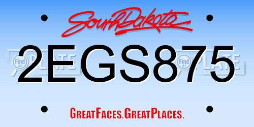 2EGS875 South Dakota License Plate