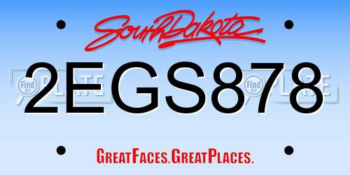 2EGS878 South Dakota License Plate