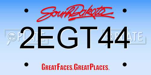2EGT44 South Dakota License Plate