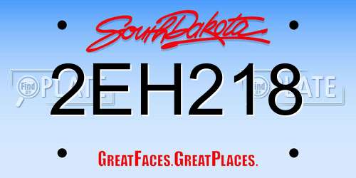 2EH218 South Dakota License Plate