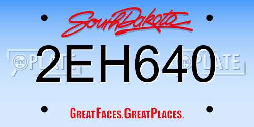 2EH640 South Dakota License Plate