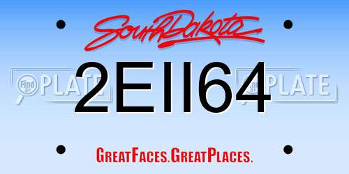 2EII64 South Dakota License Plate