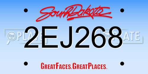 2EJ268 South Dakota License Plate