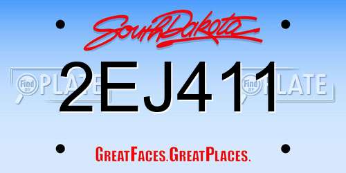 2EJ411 South Dakota License Plate