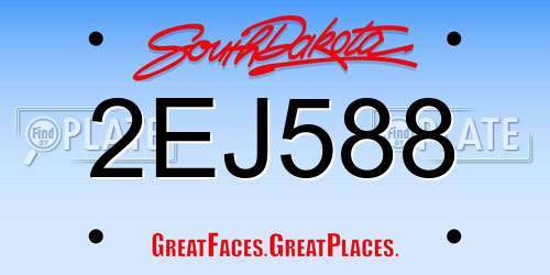2EJ588 South Dakota License Plate