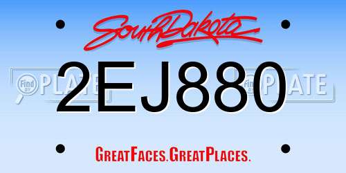2EJ880 South Dakota License Plate