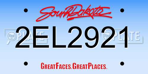 2EL2921 South Dakota License Plate
