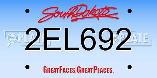 2EL692 South Dakota License Plate