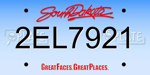 2EL7921 South Dakota License Plate