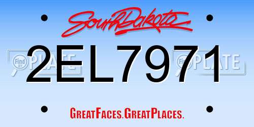 2EL7971 South Dakota License Plate