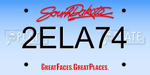 2ELA74 South Dakota License Plate