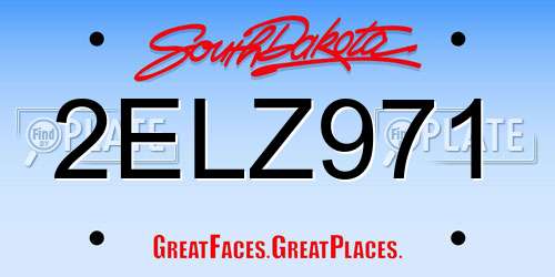 2ELZ971 South Dakota License Plate