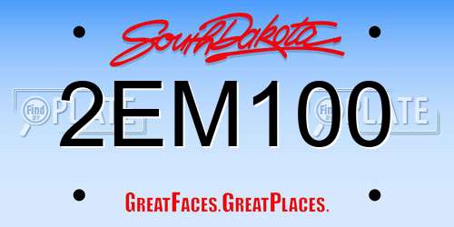 2EM100 South Dakota License Plate