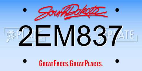 2EM837 South Dakota License Plate