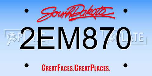 2EM870 South Dakota License Plate