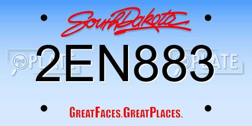 2EN883 South Dakota License Plate