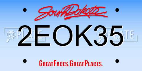 2EOK35 South Dakota License Plate