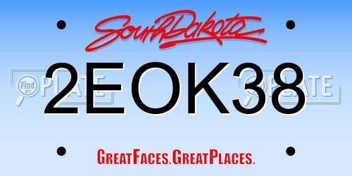 2EOK38 South Dakota License Plate