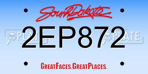 2EP872 South Dakota License Plate