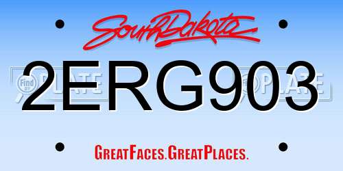 2ERG903 South Dakota License Plate