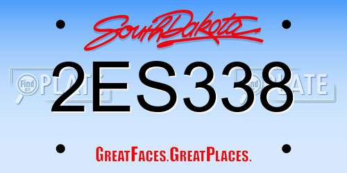 2ES338 South Dakota License Plate