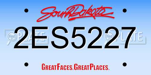 2ES5227 South Dakota License Plate