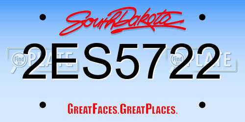 2ES5722 South Dakota License Plate