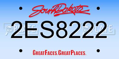 2ES8222 South Dakota License Plate
