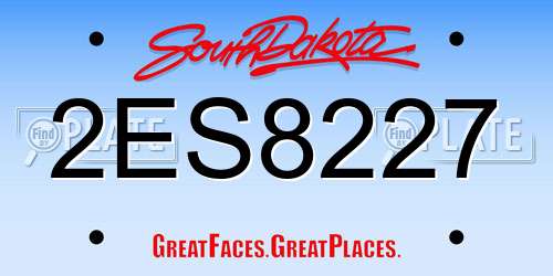 2ES8227 South Dakota License Plate