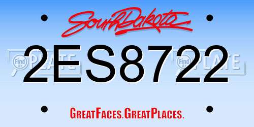 2ES8722 South Dakota License Plate