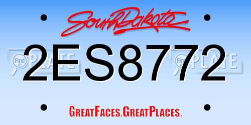 2ES8772 South Dakota License Plate