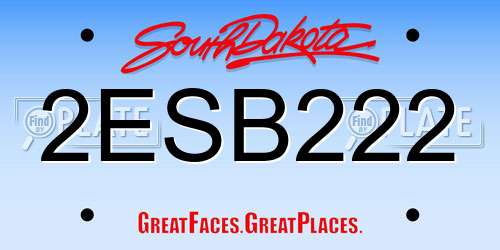 2ESB222 South Dakota License Plate