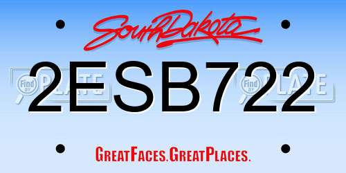 2ESB722 South Dakota License Plate