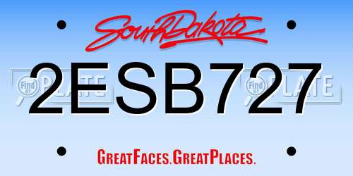 2ESB727 South Dakota License Plate