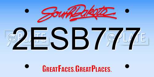 2ESB777 South Dakota License Plate