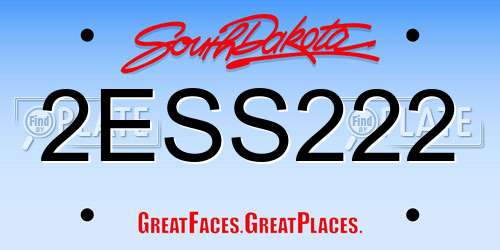 2ESS222 South Dakota License Plate
