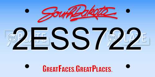 2ESS722 South Dakota License Plate