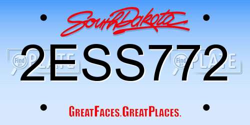2ESS772 South Dakota License Plate
