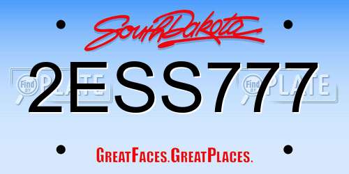 2ESS777 South Dakota License Plate