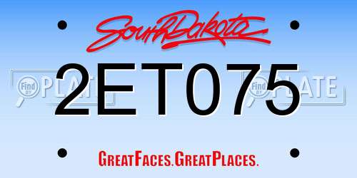 2ET075 South Dakota License Plate