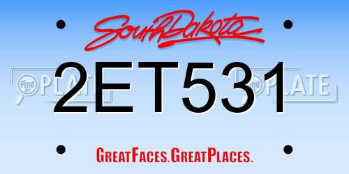 2ET531 South Dakota License Plate