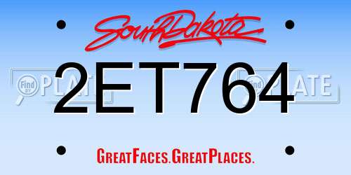 2ET764 South Dakota License Plate