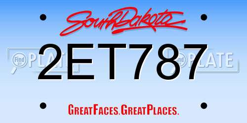 2ET787 South Dakota License Plate