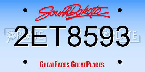 2ET8593 South Dakota License Plate