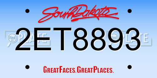 2ET8893 South Dakota License Plate