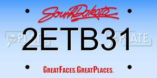 2ETB31 South Dakota License Plate