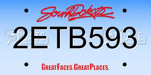 2ETB593 South Dakota License Plate