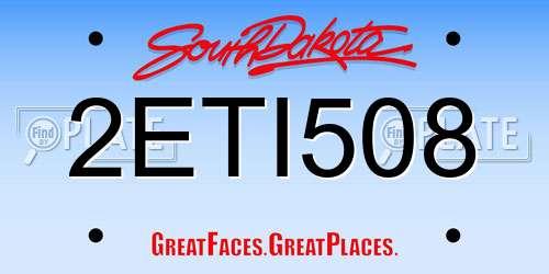 2ETI508 South Dakota License Plate